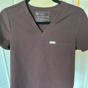 FIGS XX-Small One Pocket Scrub Top in Chocolate